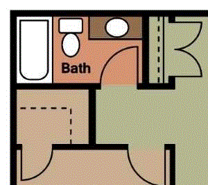 1 Bed, 1 Bath, 668 sq. ft. The Ames floor plan